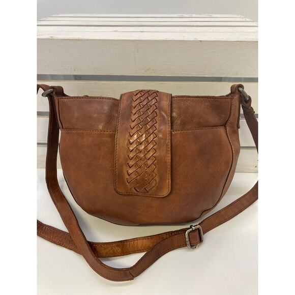 VILENCA HOLLAND SMALL BROWN GENUINE LEATHER CROSSBODY BAG - Picture 1 of 10